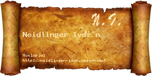 Neidlinger Iván névjegykártya